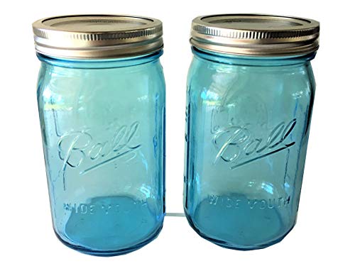 Product Cover Ball Mason Jar-32 oz. Aqua Blue Glass Ball Collection Heritage Color Series-Set of 2