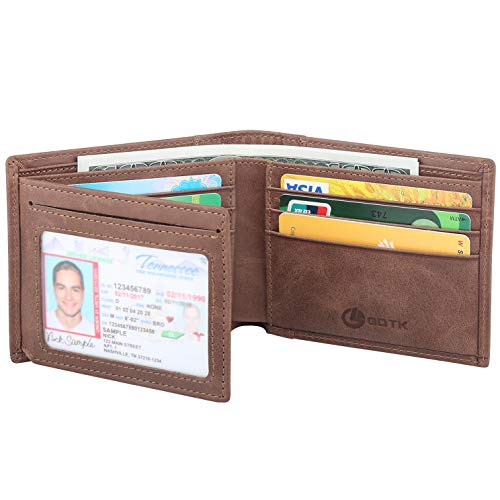 Product Cover Men's Wallet - RFID Blocking Cowhide Leather Vintage Trifold Wallet (Coffee)