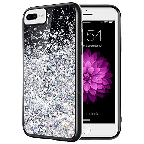 Product Cover Caka iPhone 7 Plus Case, Starry Night Series Bling Flowing Floating Luxury Liquid Sparkle Soft TPU Glitter Case for iPhone 6 Plus 6S Plus 7 Plus 8 Plus (5.5 inch) (Silver)
