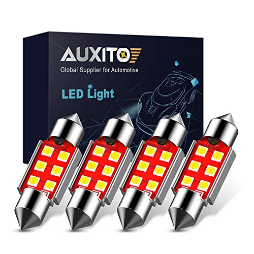 Product Cover AUXITO 6418 Festoon LED Bulbs CANBUS Error Free 6411 C5W 36mm (1.41 inch) Xenon White 6-SMD 3030 Chipset Interior LED Lamps Replacement for Map Dome License Plate Lights, Pack of 4