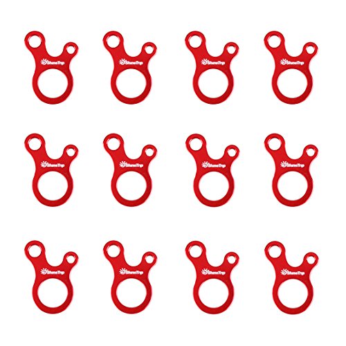 Product Cover TRIWONDER Aluminum Alloy Guyline Cord Adjuster Tent Tensioners Rope Adjuster for Tent Hiking Camping (Red (Snail Shape) - 12 Pack)