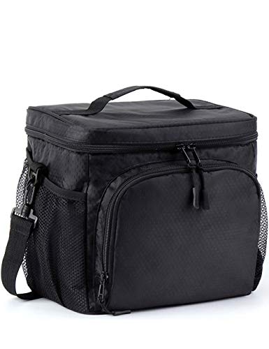 Product Cover Lunch Bag Soft Carry cooler bag Lunch Tote with Shoulder Strap, 12 Cans Waterproof Leakproof Lunchbox Bag for Work Picnic Beach Hiking Fishing - Size 9H x 9.5L x 7.3W inch(Black N4) by F40C4TMP