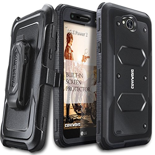 Product Cover LG X Power 2 / Fiesta 2 / X Charge/Fiesta LTE / K10 Power Case, COVRWARE [Aegis Series] w/Built-in [Screen Protector] Heavy Duty Full-Body Rugged Holster Armor Case [Belt Clip][Kickstand], Black