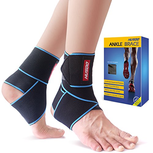 Product Cover Ankle Brace, Husoo Breathable Ankle Support, Compression Ankle Wrap for Sports Protect, Ankle Sprain, Plantar Fasciitis, One Size Fits All