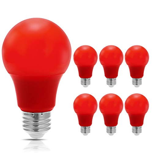 Product Cover JandCase LED Red Light Bulbs, 40W Equivalent, A19 Light Bulbs with Medium Base, 6 Pack