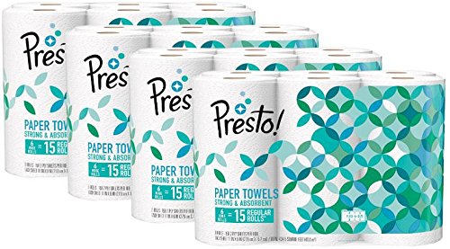 Product Cover Amazon Brand - Presto! Flex-a-Size Paper Towels, Huge Roll, 24 Count = 60 Regular Rolls