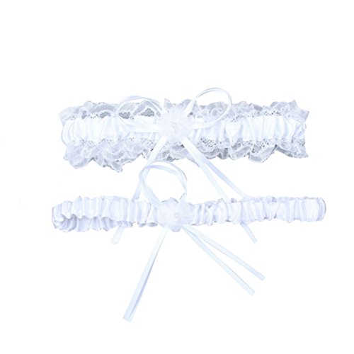 Product Cover YDTQXG Women's White Lace Wedding Garters 2-Piece Set Bridal Garter Prom Gift-White