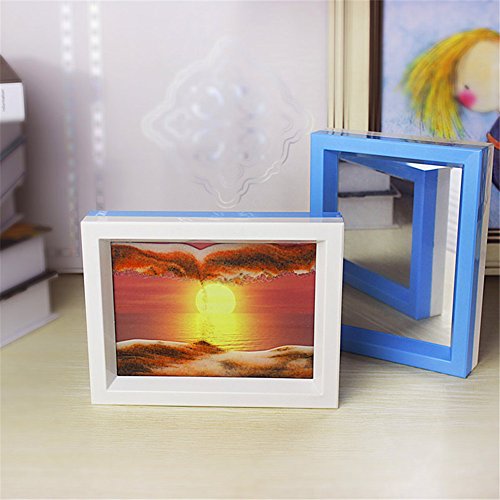 Product Cover Queenie Framed Sand Art Dynamic Moving Sand Picture Sun Rising Scenery Hourglass Desktop Art with Beauty Mirror