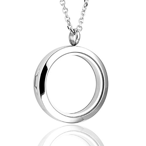Product Cover Jovivi 25mm/30mm Living Floating Memory Glass Locket Necklace - Stainless Steel Secure Magnetic Closure