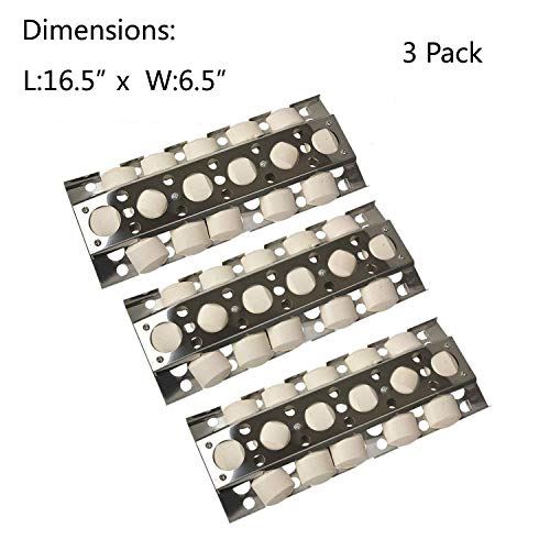 Product Cover GasSaf Heat Plate Replacement for Select Turbo Gas Grill Models, 16.5 inch 3-Pack Stainless Steel Heat Plate, Heat Tent, Burner Cover, Vaporizor Bar and Flavorizer Bar(16 1/2x 6 1/2inch)(3-Pack)