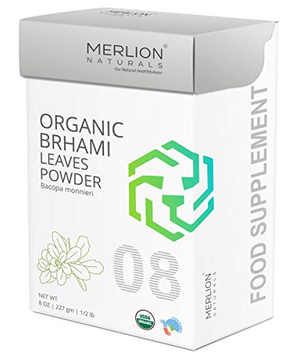 Product Cover Organic Brahmi Leaves Powder by Merlion Naturals | Bacopa monnieri (8 OZ)
