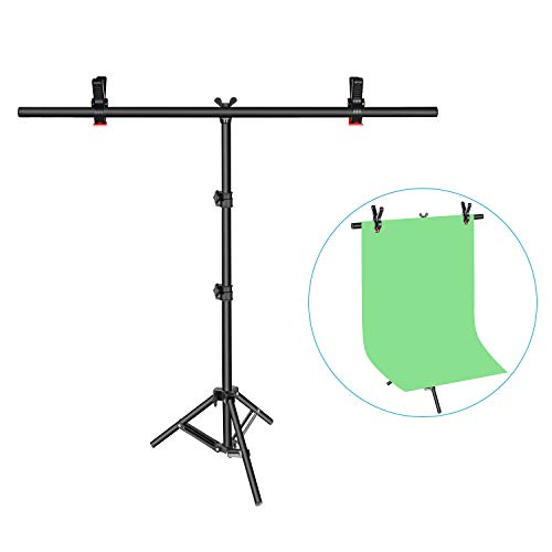 Product Cover Neewer T-Shape Background Backdrop Support Stand Kit: 32-80 inches/81-203 Centimeters Adjustable Tripod Stand and 35.4 inches/90 Centimeters Crossbar with 2 Tight Clamps for Video Studio Photography