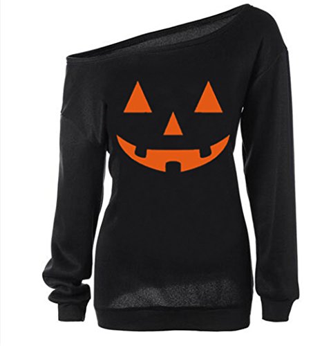 Product Cover lymanchi Women Slouchy Shirts Halloween Pumpkin Long Sleeve Sweatshirts Pullover
