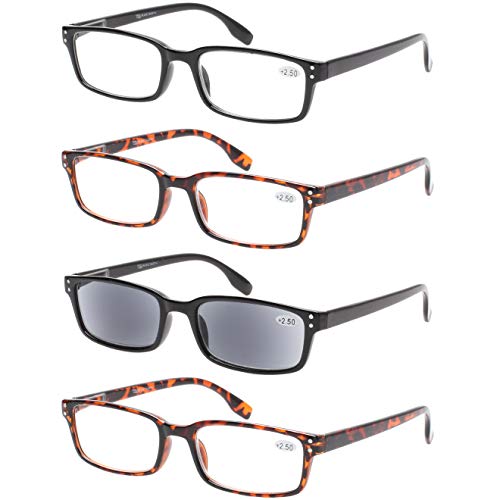 Product Cover READING GLASSES 4 Pack Spring Hinge Comfort Readers Plastic Includes Sun Readers