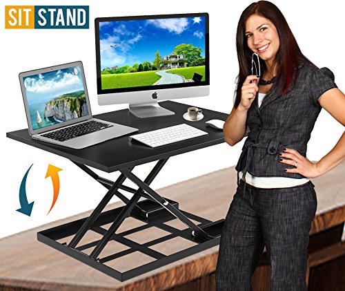 Product Cover Standing Desk Stand Up Desk Height Adjustable Desk Standing Desk Converter Sit Stand Desk Converter Foldable Desk Adjustable Height Desk Folding Workstation Desk Riser Ergonomic Table Stand - 32 inch