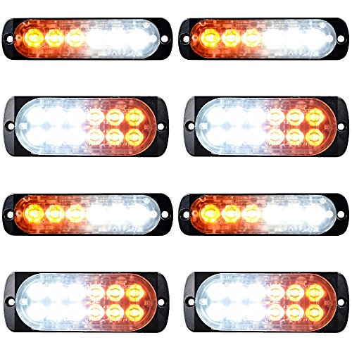 Product Cover Combo Amber White 4X 12-LED 4pcs 6-LED Car Tow Truck Emergency Warning Beacon Plow Safety Strobe Light Bar