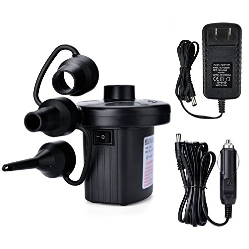 Product Cover Electric Air Pump, AGPtEK Portable Quick-Fill Air Pump with 3 Nozzles, 110V AC/12V DC, Perfect Inflator/Deflator Pumps for Outdoor Camping, Inflatable Cushions, Air Mattress Beds, Boats, Swimming Ring