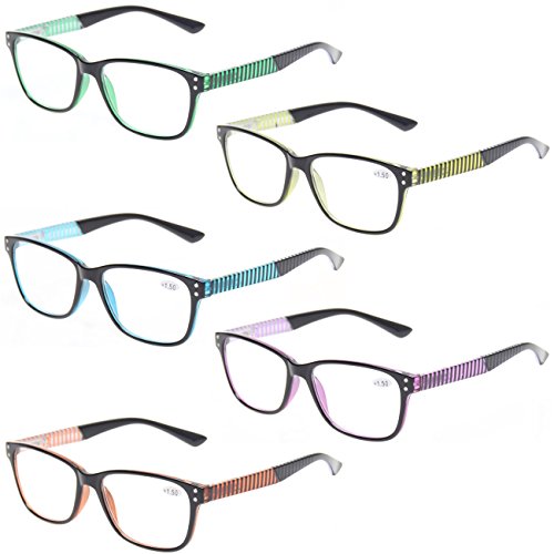 Product Cover Kerecsen 5 Pack Fashion Reading Glasses Spring Hinge With Stylish Pattern Readers