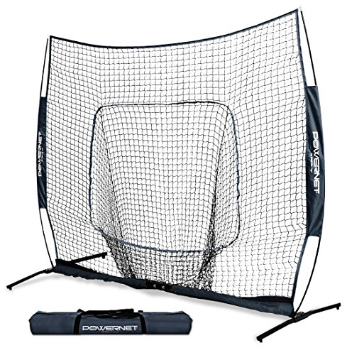 Product Cover PowerNet 8x8 XLP PRO Net with One Piece Frame (Navy) | Huge Baseball Softball Hitting Pitching Area | Great for Teams | Batting Fielding Portable Backstop | Non-Tip Weighted Base | 8 x 8 (64SqFt)