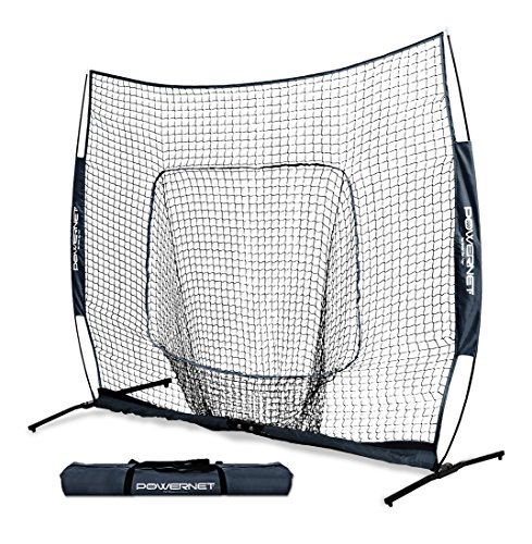 Product Cover PowerNet 7x7 PRO Net with One Piece Frame (Navy) | Baseball Softball Practice Net | Training Aid for Hitting Pitching Batting Fielding Portable Backstop | Bow Style Frame | Non-Tip Weighted Base