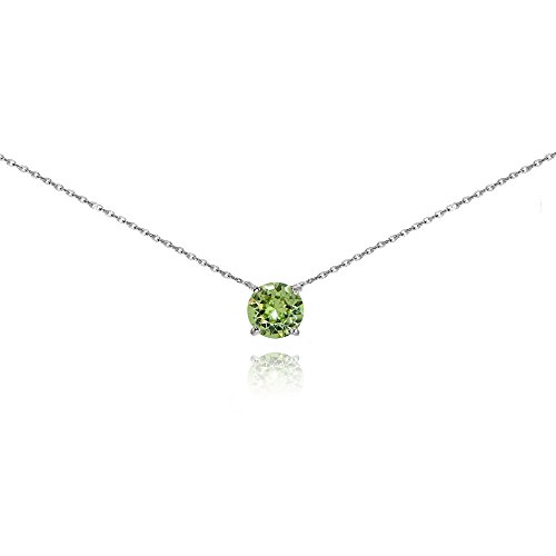 Product Cover Sterling Silver Light Green Solitaire Choker Necklace Made with Swarovski Crystal