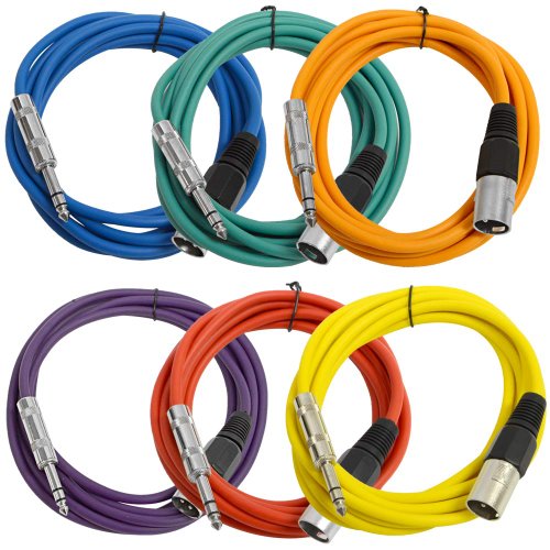 Product Cover SEISMIC AUDIO - SATRXL-M10-6 Pack of Muliple Colored 10' XLR Male to 1/4