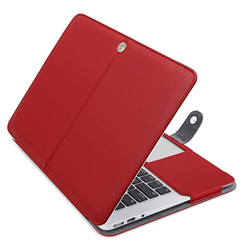 Product Cover MOSISO MacBook Air 11 inch Case, Premium PU Leather Book Folio Protective Stand Cover Sleeve Compatible with MacBook Air 11 inch A1370 / A1465, Red