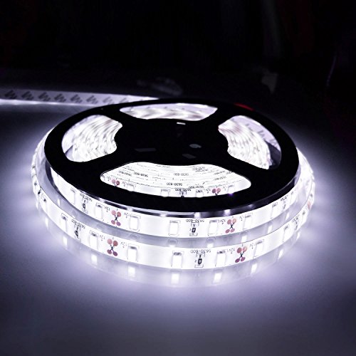 Product Cover Bogao16.4ft LED Flexible Light Strip, 300 Units SMD 5630 LEDs, 12V DC waterproof, Light Strips, LED ribbon, DIY Christmas Holiday Home Kitchen Car Bar Indoor Party Decoration (White)