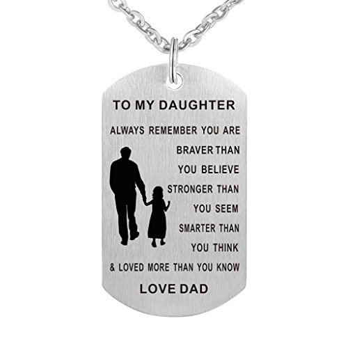 Product Cover CraDiabh Dad Mom to My Daughter Dog Tag Pendant Necklace Military Jewelry Personalized Custom Dogtags Love Gift