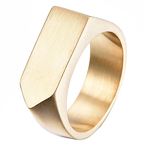 Product Cover LANHI Men's Stainless Steel Simple Square Band Ring Signet Style 18k Gold Plated