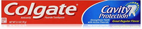 Product Cover Colgate Cavity Protection Fluoride Toothpaste, Great Regular Flavor, Travel Size (2.5 Ounce 8 Pack)