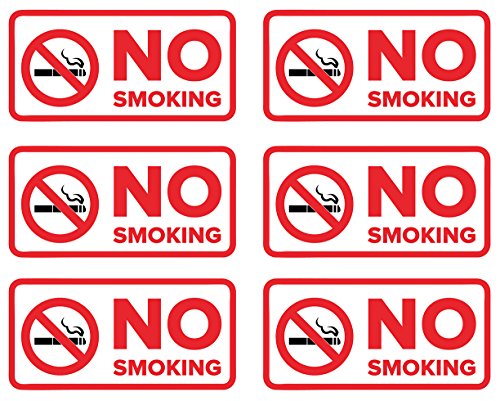 Product Cover No Smoking Stickers | Decals for Indoor or Outdoor Use 4-inch by 2-inch (Pack of 6)