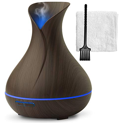 Product Cover Everlasting Comfort Diffuser for Essential Oils (400ml) - Super High Aroma Output with Cleaning Kit - ETL Certified - Dark Wood