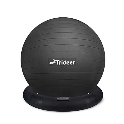 Product Cover Trideer Ball Chair - Exercise Stability Yoga Ball with Base for Home and Office Desk, Ball Seat, Flexible Seating with Ring & Pump, Improves Balance, Back Pain, Core Strength & Posture