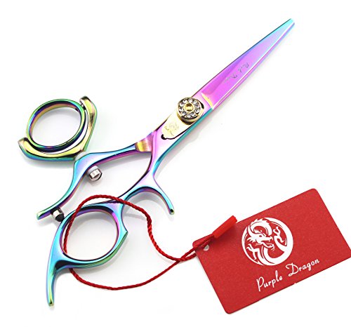 Product Cover Purple Dragon 5.5 inch Multicolor Barber Swivel Hair Cutting Scissors/Shears Set- Perfect for Professional Hairdresser