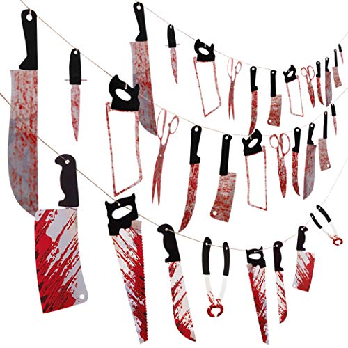 Product Cover Moon Boat 3 Set Bloody Weapons Garland Banner - Halloween Zombie Vampire Party Decorations Supplies