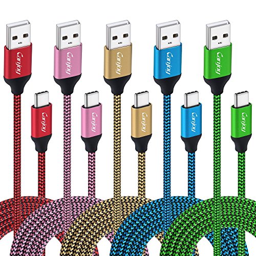 Product Cover USB Type C Cable, 5 Pack 10ft Canjoy USB Type C Fast Charger Cord Compatible Samsung Galaxy S10 S10+ S9 S8 Plus Note 8 Note 9, Moto X4/Z2/G6, Google Pixel XL 2XL 3XL C, Nexus 5X 6P, LG G5 G6 V20 V30