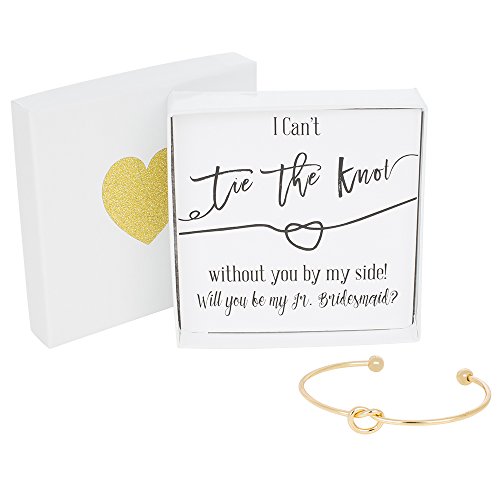 Product Cover Bridesmaid Gifts - Tie The Knot Jr. Bridesmaid Bracelet w/Gift Box, Wedding Thank You Gift, Love Knot Jewelry, Bridal Party Gift Sets (Gold, Rose Gold, Silver)
