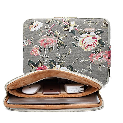 Product Cover KAYOND Gery Rose Patten canvas Water-resistant 11.6 Inch Laptop Sleeve case for 11.6 inch Notebook Computer 11 Pocket Tablet
