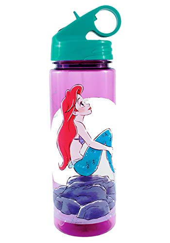 Product Cover Silver Buffalo DN8464 Disney's The Little Mermaid Ariel Sitting on Rocks Tritan Water Bottle, 20 oz, Multicolor