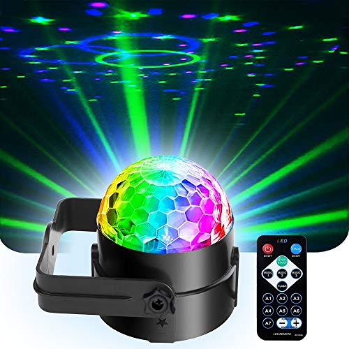 Product Cover Mini Dj Disco Ball Party Stage Lights Sbolight Led 7Colors Effect Projector Karaoke Equipment for Stage Lighting With Remote Control Sound Activated for Dancing Christmas Gift KTV Bar Concert Birthday