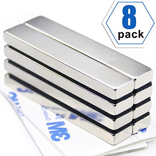 Product Cover Powerful Neodymium Bar Magnets, Rare-Earth Metal Neodymium Magnet, N45, Incredibly Strong 33 LB Strength - 60 x 10 x 5 mm, Pack of 8