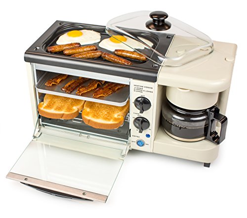 Product Cover Nostalgia BSET100BC Retro 3-in-1 Breakfast Station Coffeemaker, Griddle, Toaster Oven, Makes 4 Cups of Coffee, 2 Slice, Bisque