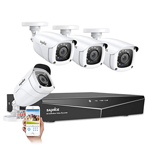 Product Cover SANNCE 8CH 1080N home Surveillance Camera System and (4) 1080P TVI Weatherproof CCTV Cameras, Infrared Superior Night Vision, P2P & QR Code Scan Remote Access, Wired Security Camera System (NO HDD)