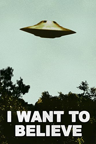 Product Cover I Want to Believe UFO Artwork Alien TV Retro 90s Poster Wall Decor Movie Area 51 The Truth is Out There Merchandise Kitchen Decor for All Seasons Cool Wall Decor Art Print Poster 12x18
