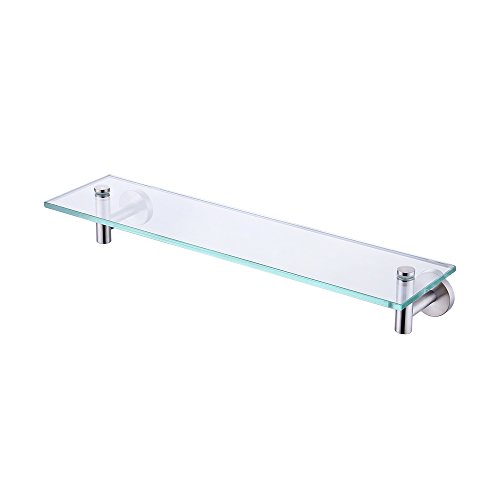 Product Cover KES 20-Inch Glass Shelf Bathroom Storage Organizer Shelf with 8 MM-Thick Tempered Glass and Brushed Nickel Rustproof Metal Bracket Wall Mount Rectangular, A2021-2
