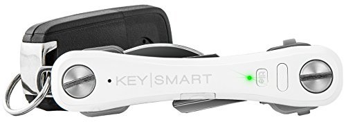 Product Cover KeySmart Pro - Compact Key Holder w LED Light & Tile Smart Technology, Track your Lost Keys & Phone w Bluetooth (up to 10 Keys, White)
