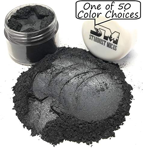Product Cover Stardust Micas Pigment Powder Cosmetic Grade Colorant for Makeup, Soap Making, Epoxy Resin, DIY Crafting Projects, Bright True Colors Stable Mica Batch Consistency Black Shimmer