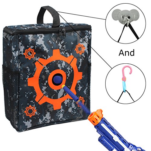 Product Cover Junpro Target Pouch Storage Carry Equipment Bag with 2PCS Hooks for Nerf Guns Darts N-Strike Elite / Mega / Rival Series