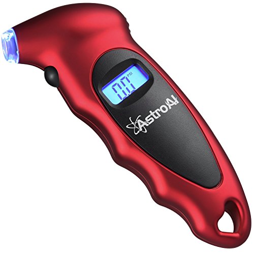 Product Cover AstroAI Digital Tire Pressure Gauge 150 PSI 4 Settings for Car Truck Bicycle with Backlit LCD and Non-Slip Grip, Silver (1 Pack) (1 Pack Red)
